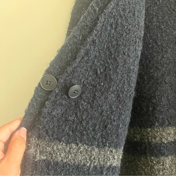 Madewell Boucle Wool Alpaca Blend Blue Gray ColorBlock Two Button Cardigan XS - Picture 5 of 9